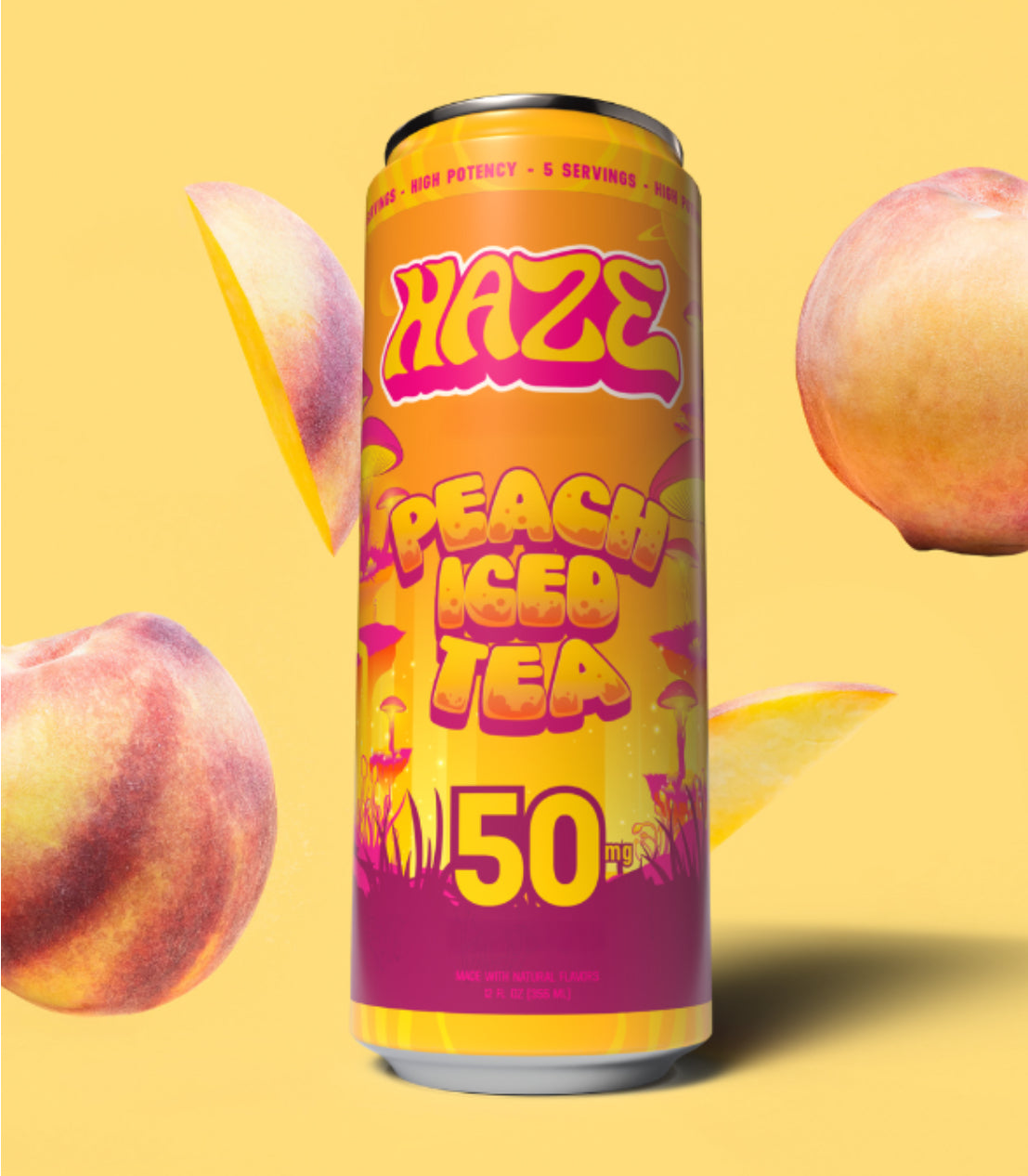 🍑 Haze Peach Tea — Infused Herbal Tea (50 mg) · 12oz