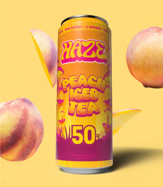 🍑 Haze Peach Tea — Infused Herbal Tea (50 mg) · 12oz
