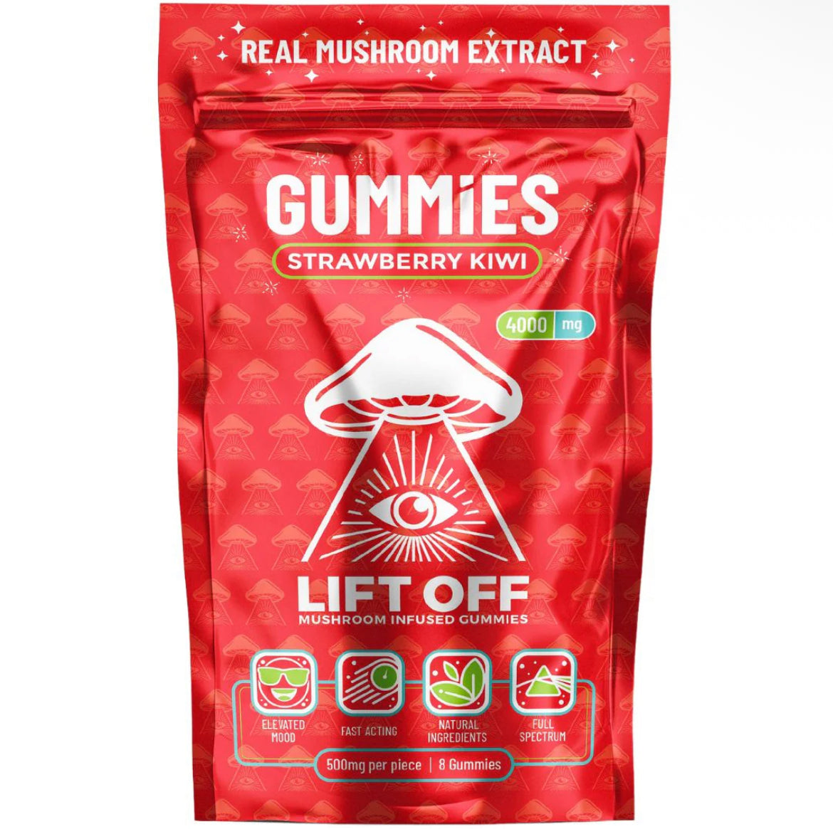 Lift Off Mushroom Gummies – Strawberry Kiwi Flavor | 4000mg Natural Mushroom Extract
