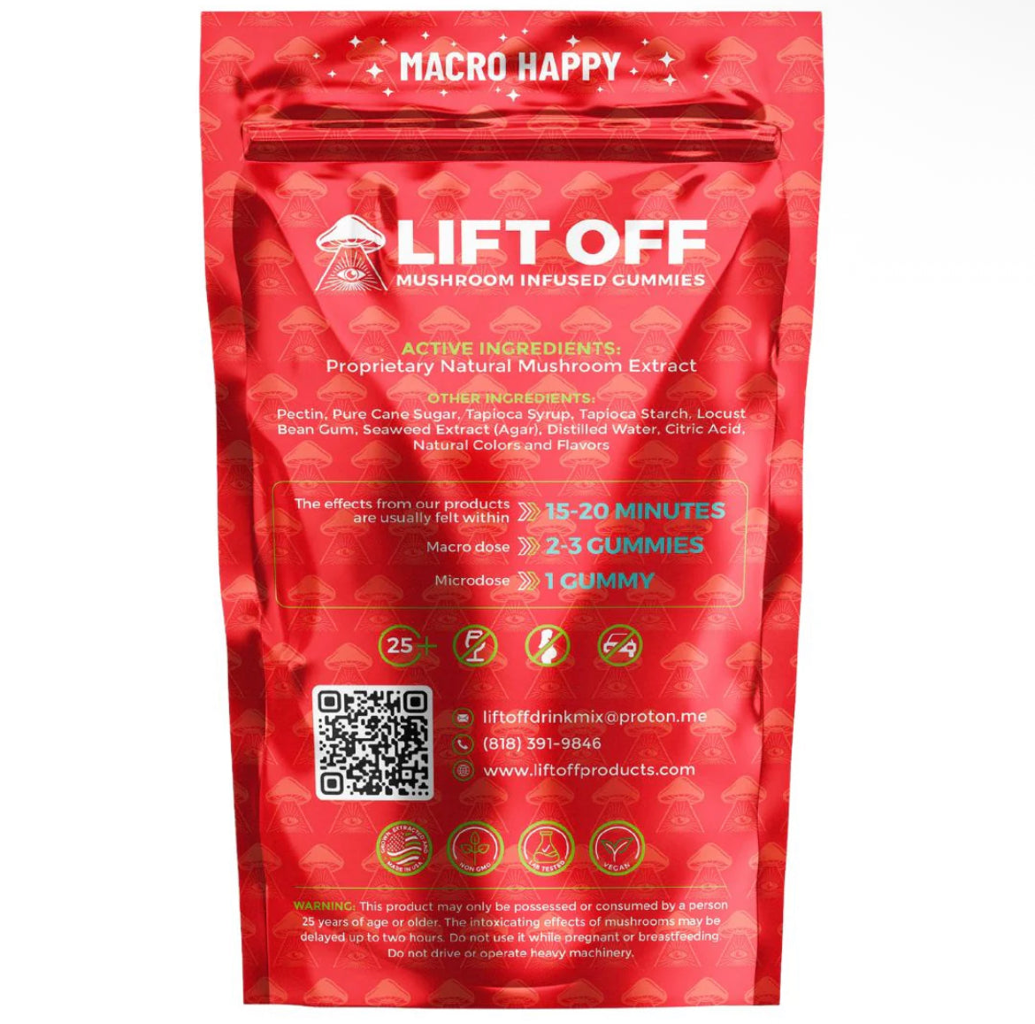 Lift Off Mushroom Gummies – Strawberry Kiwi Flavor | 4000mg Natural Mushroom Extract