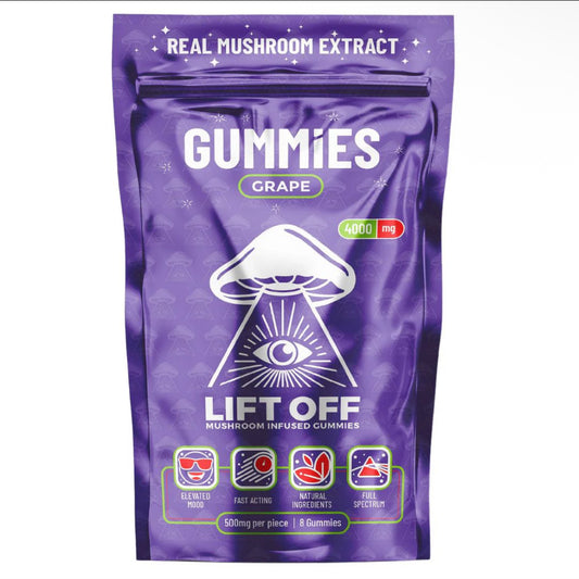 Lift Off Mushroom Gummies – Grape Flavor | 4000mg Natural Mushroom Extract