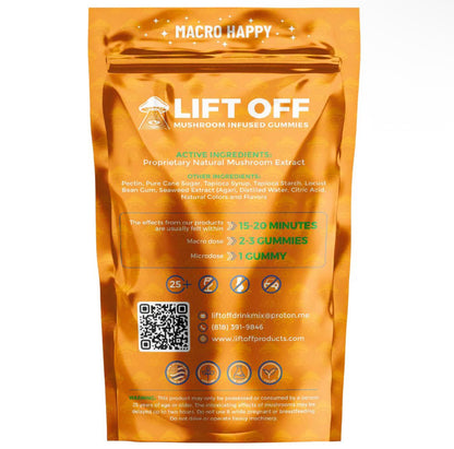 Lift Off Mushroom Gummies – Sour Peach Flavor | 4000mg Natural Mushroom Extract