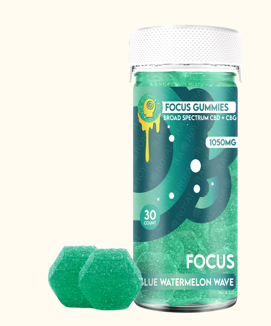 RA Royal Focus Gummies — Blue Watermelon Wave (CBD + CBG) · 30ct (35 mg each)