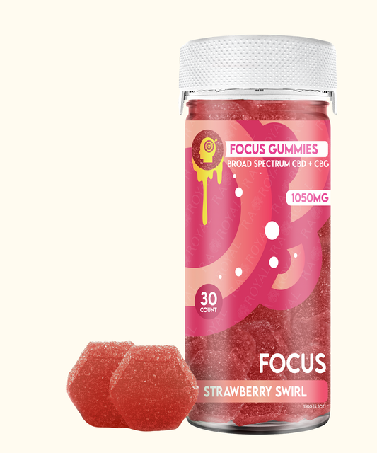RA Royal Focus Gummies — Strawberry Swirl (CBD+CBG) · 30ct (35 mg each)